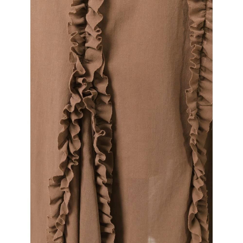 2000s Romeo Gigli brown cotton mid-length high waist skirt In Excellent Condition For Sale In Lugo (RA), IT