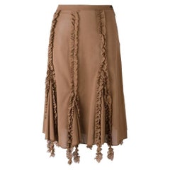 2000s Romeo Gigli brown cotton mid-length high waist skirt