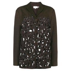 2000s Romeo Gigli brown wool cut-out jacket with shiny beads