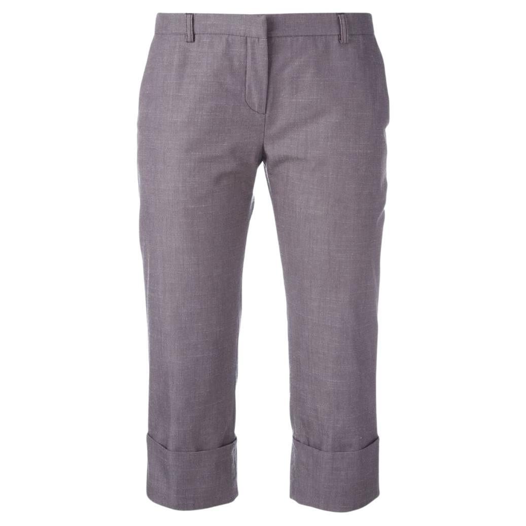 2000s Romeo Gigli lilac/grey cotton wide-leg capri trousers