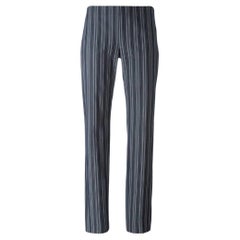 2000s Romeo Gigli mixed cotton stretch and fitted straight striped trousers