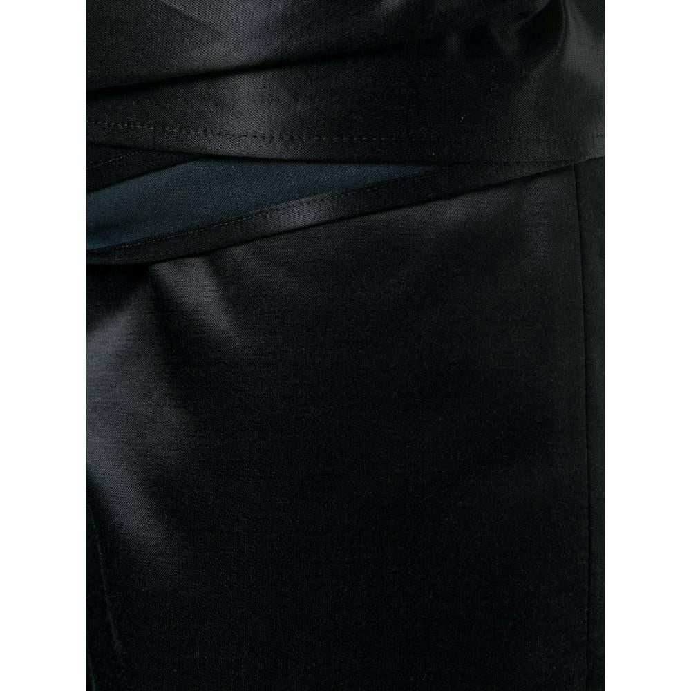 Women's 2000s Romeo Gigli polish black cotton blend slim fit trousers with wide  For Sale