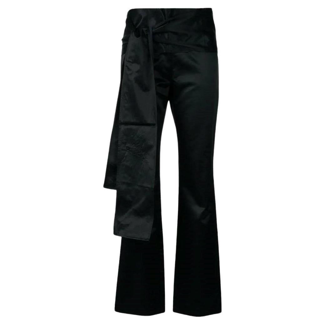 2000s Romeo Gigli polish black cotton blend slim fit trousers with wide  For Sale