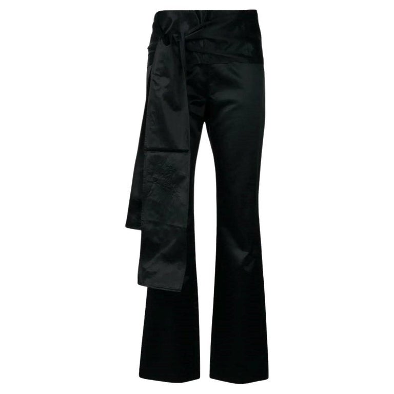 2000s Romeo Gigli polish black cotton blend slim fit trousers with wide For  Sale at 1stDibs
