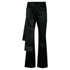 2000s Romeo Gigli polish black cotton blend slim fit trousers with wide 