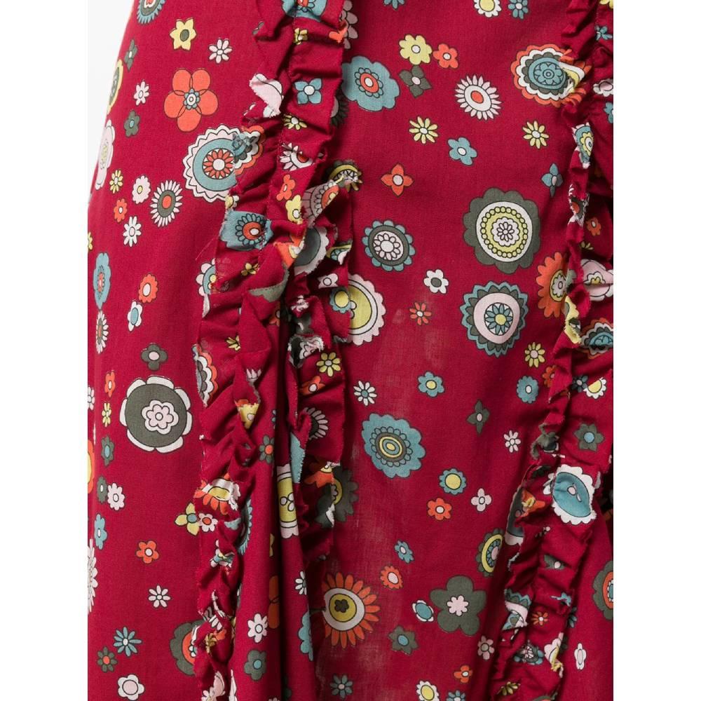 2000s Romeo Gigli Printed Burgundy Skirt In Excellent Condition For Sale In Lugo (RA), IT