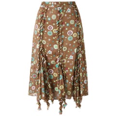 2000s Romeo Gigli Printed Trapeze Skirt