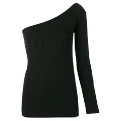 2000s Romeo Gigli Vintage black cotton one-shoulder top