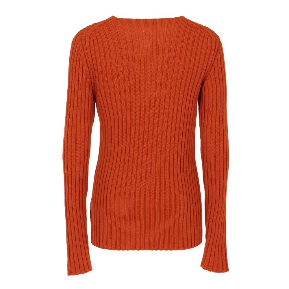 Romeo Gigli orange virgin wool sweater. Crewneck, long sleeves and wide rib knit.

Size: 54 IT

Flat measurements
Height: 79 cm
Bust: 45 cm
Shoulders: 47 cm
Sleeves: 80 cm

Product code: X0833

Composition: 100% Virgin wool

Made in: