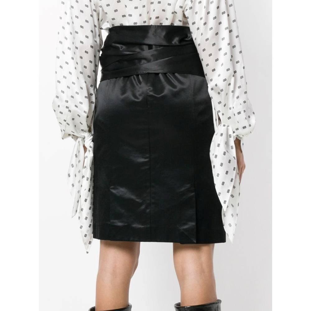 2000s Romeo Gigli Vintage polish black cotton waistbanded skirt In Excellent Condition For Sale In Lugo (RA), IT