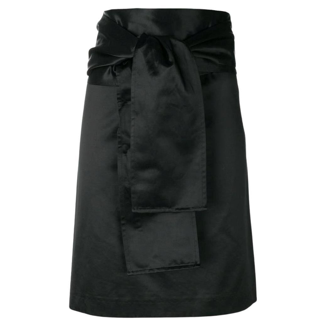 2000s Romeo Gigli Vintage polish black cotton waistbanded skirt For Sale