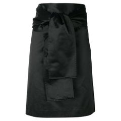 2000s Romeo Gigli Vintage polish black cotton waistbanded skirt