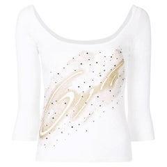 2000s Romeo Gigli Vintage white cotton glittered top