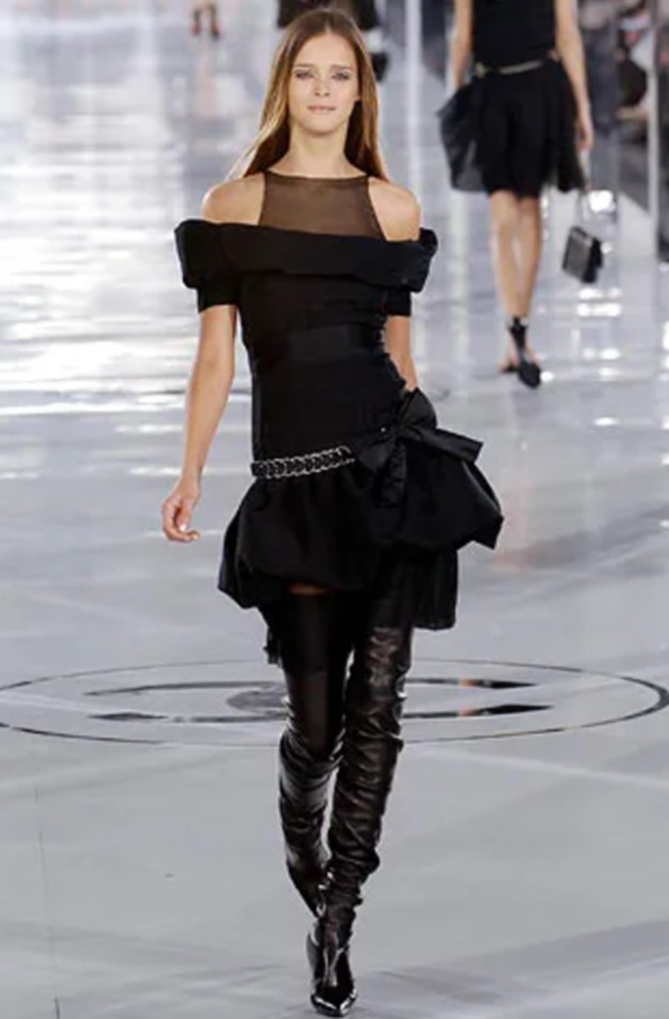 2000s Runway Documented Chanel Black Silk Slip Dress For Sale 3