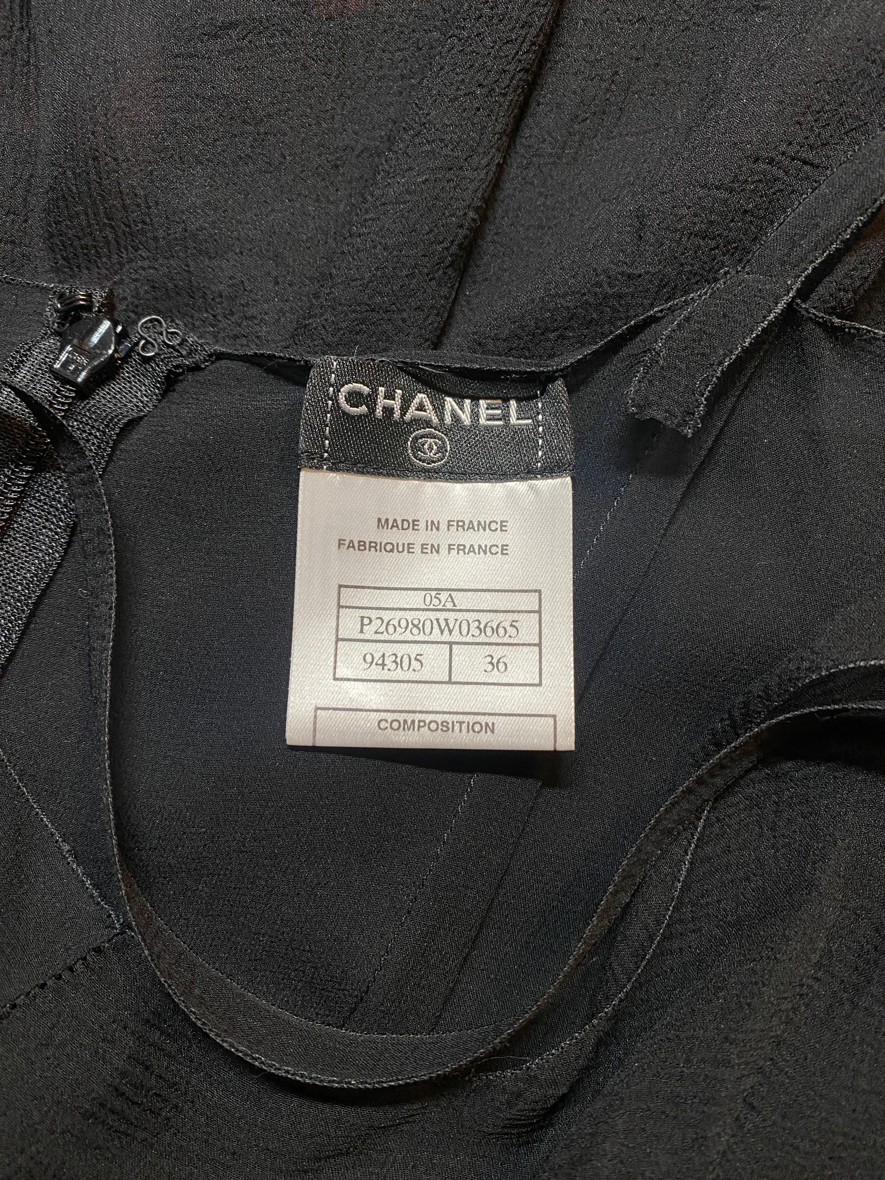 2000s Runway Documented Chanel Black Silk Slip Dress For Sale 1