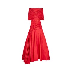2000s Runway Valentino Red Silk Taffeta Dress
