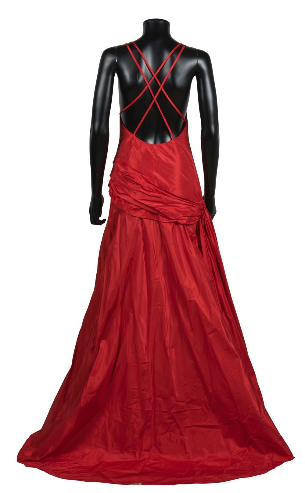 Women's 2000s Runway Valentino Red Silk Taffeta Dress