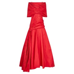 2000s Runway Valentino Red Silk Taffeta Dress