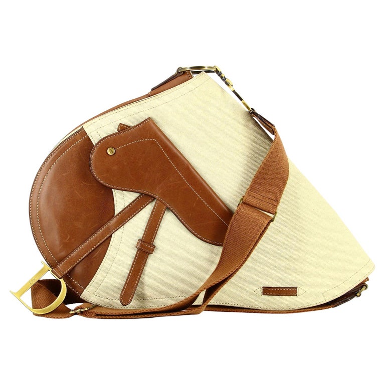 2000'S Saddle Bag Christian Dior Brown and Beige For Sale at 1stDibs