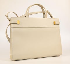 2000s Saint Laurent Manhattan Ivory Leather 2-Way Bag