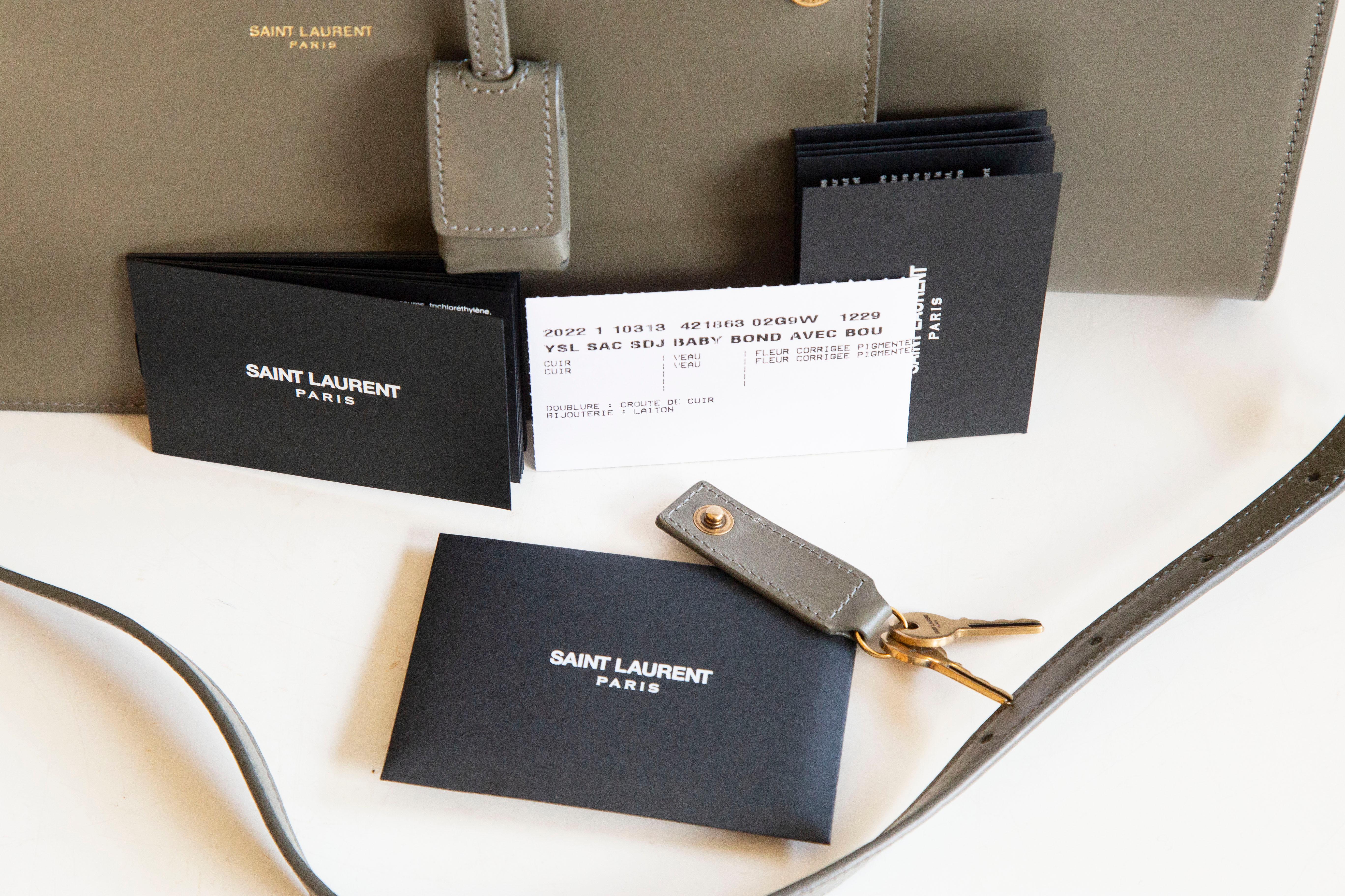 Bolso convertible Sac de Jour Baby caqui-verde de Saint Laurent de los años 2000 en venta 12