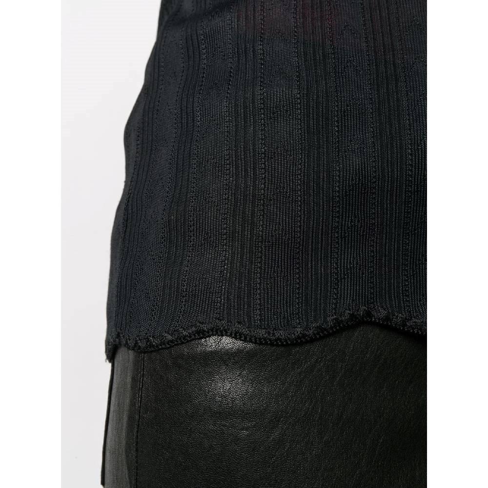 Women's 2000s Semitransparent Jean Paul Gaultier black acetate blouse