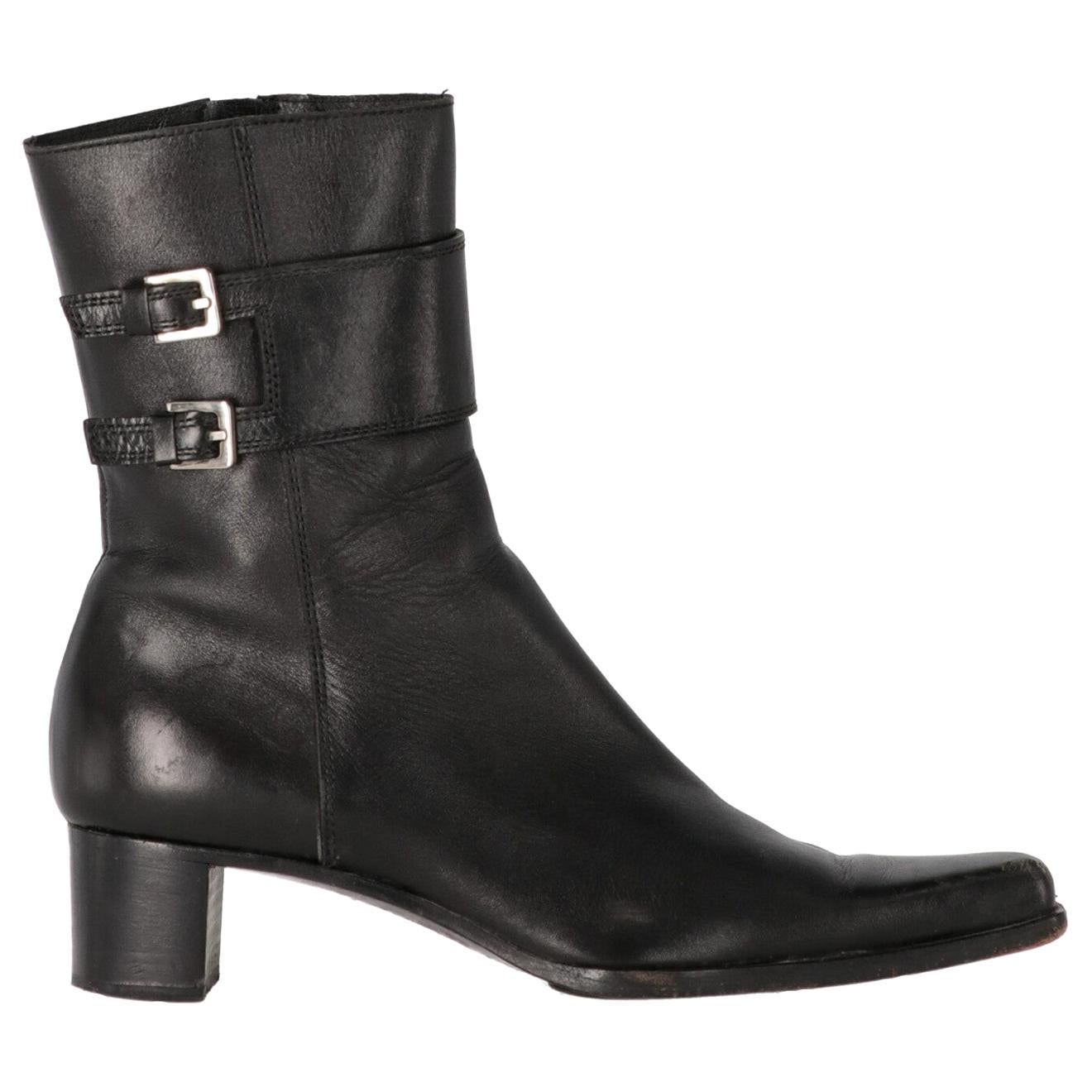 2000s Sergio Rossi Leather Ankle Boots For Sale
