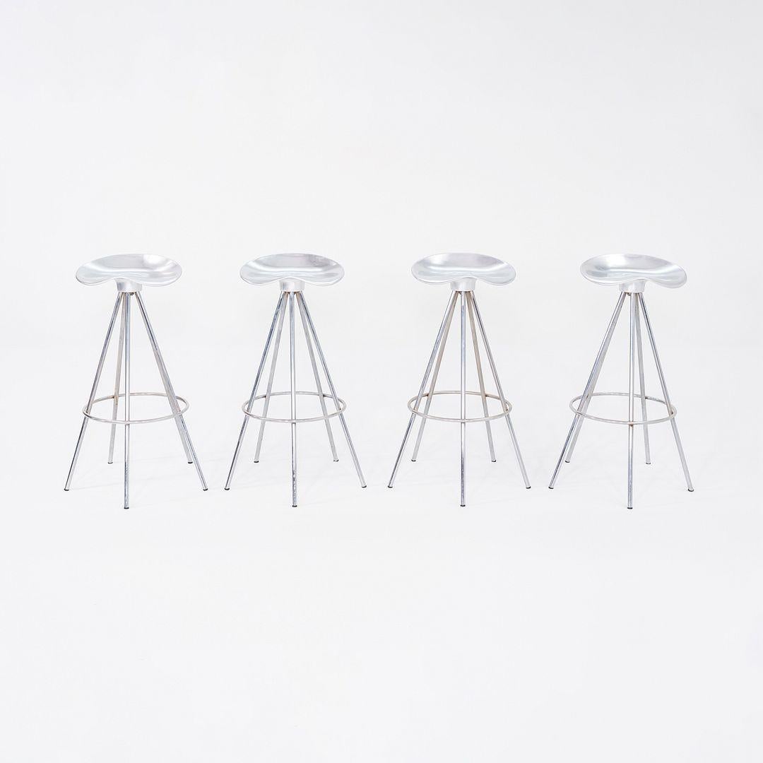 This is a set of four Jamaica Bar Stools, originally designed by Pepe Cortés for AMAT-3 in 1993. These stools are a later Knoll & AMAT-3 production from the 2000s. For context, Knoll was the US distributor or seller for AMAT-3 designs. The design