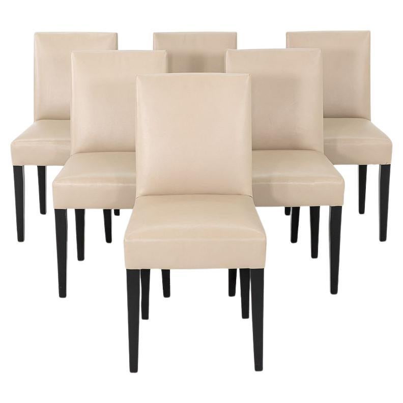 2000s Set of Six Christian Liaigre for Holly Hunt Dining Chairs in Cream Leather