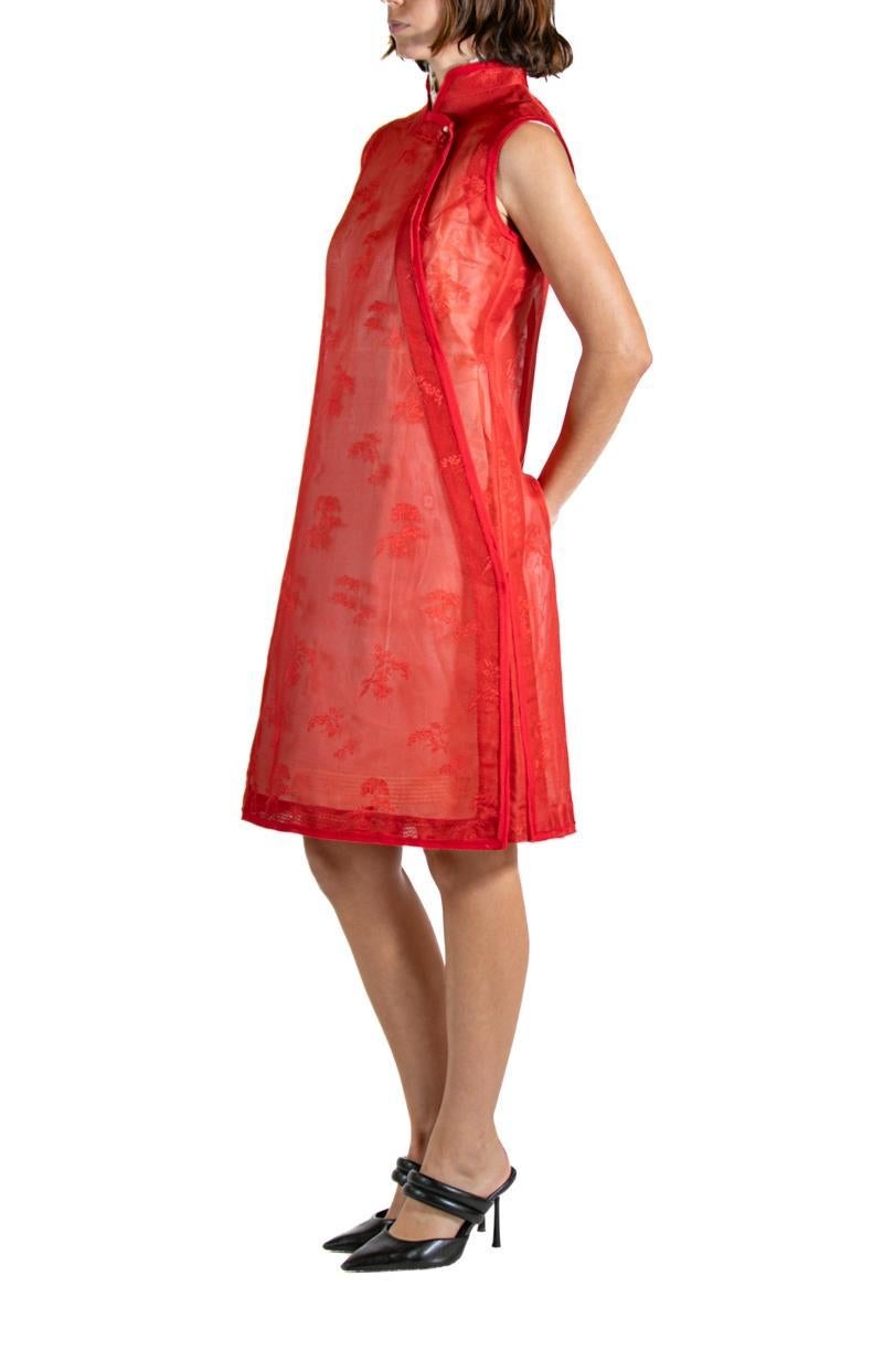 Orange 2000S SHIATZY CHEN Red & White Silk Lace Dress For Sale
