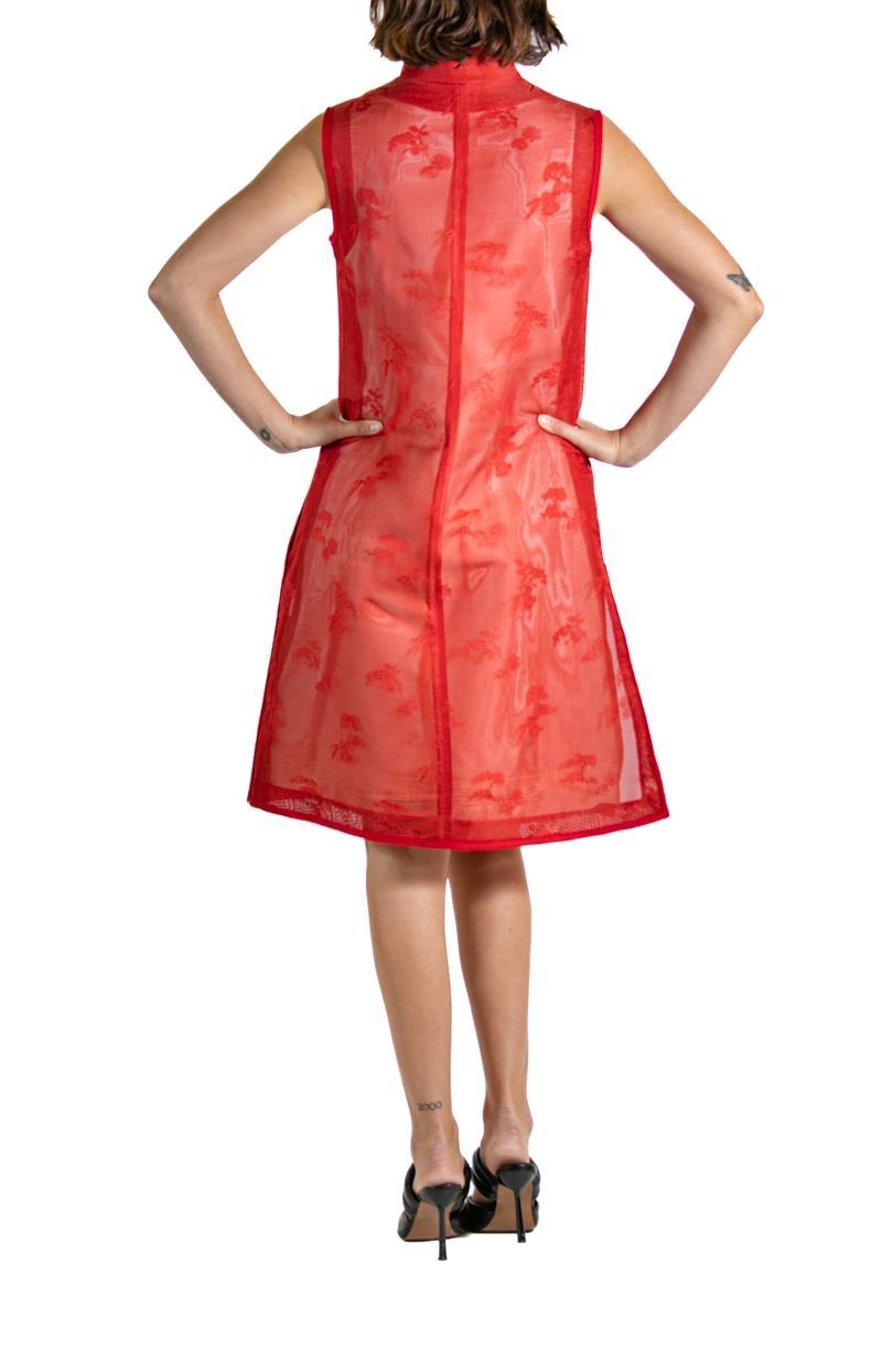 Women's 2000S SHIATZY CHEN Red & White Silk Lace Dress For Sale