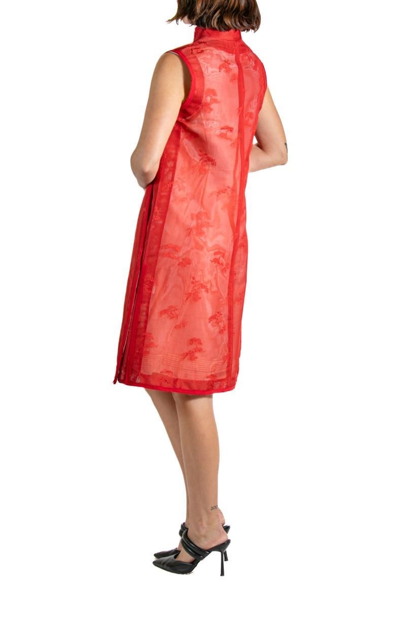 2000S SHIATZY CHEN Red & White Silk Lace Dress For Sale 1
