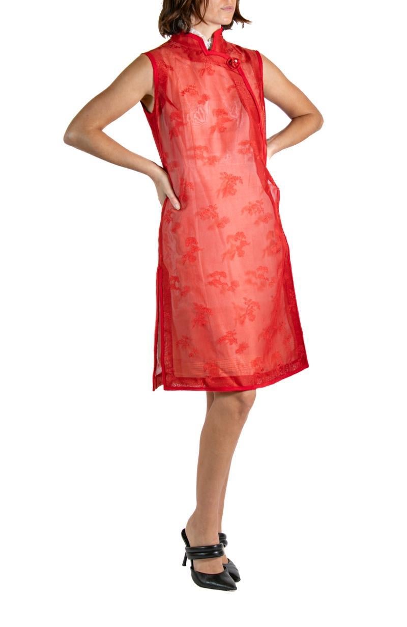 2000S SHIATZY CHEN Red & White Silk Lace Dress For Sale 2
