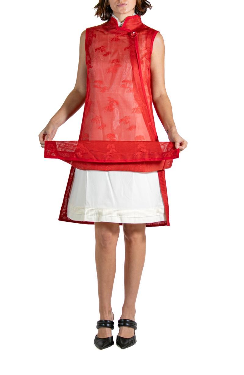 2000S SHIATZY CHEN Red & White Silk Lace Dress For Sale 3