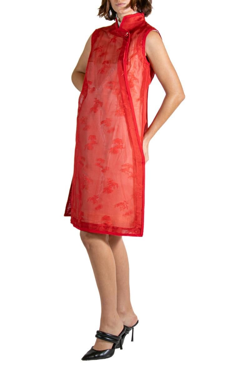 2000S SHIATZY CHEN Red & White Silk Lace Dress For Sale 4
