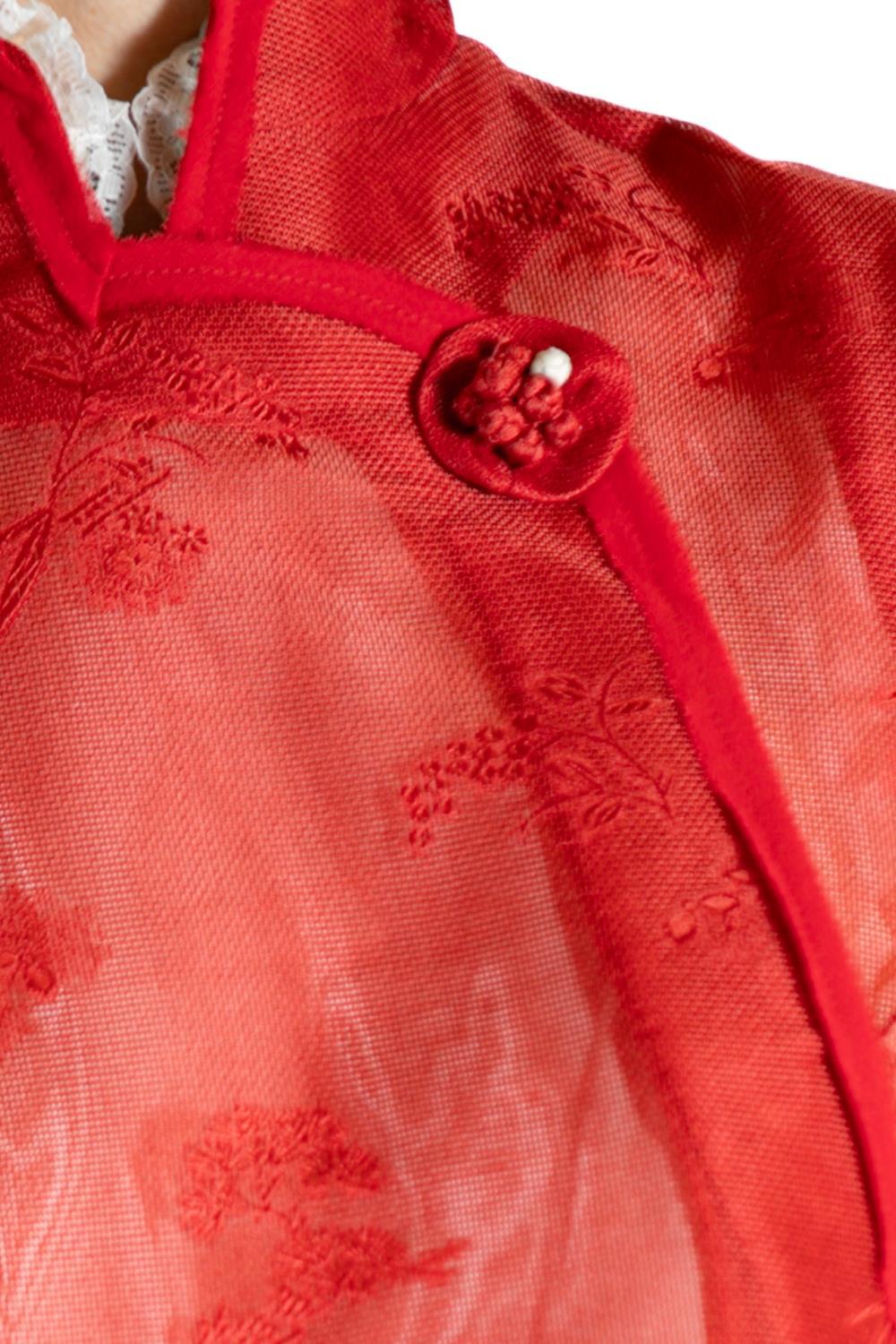 2000S SHIATZY CHEN Red & White Silk Lace Dress For Sale 5