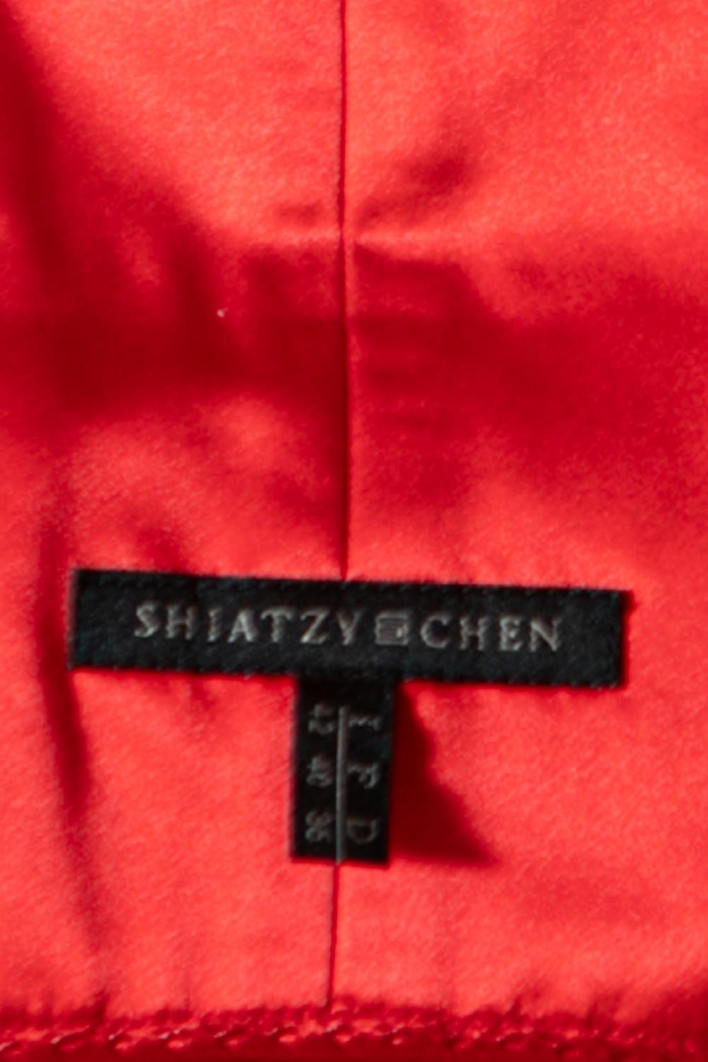 2000S SHIATZY CHEN Tomato Red Beaded Silk Dress For Sale 7