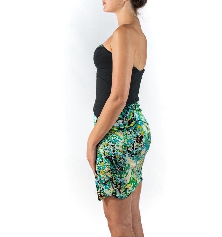 Brown 2000S Silk & Poly Strapless Cocktail Dress For Sale