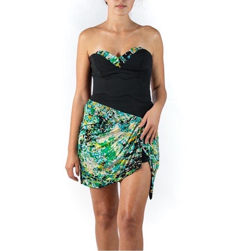 Women's 2000S Silk & Poly Strapless Cocktail Dress For Sale