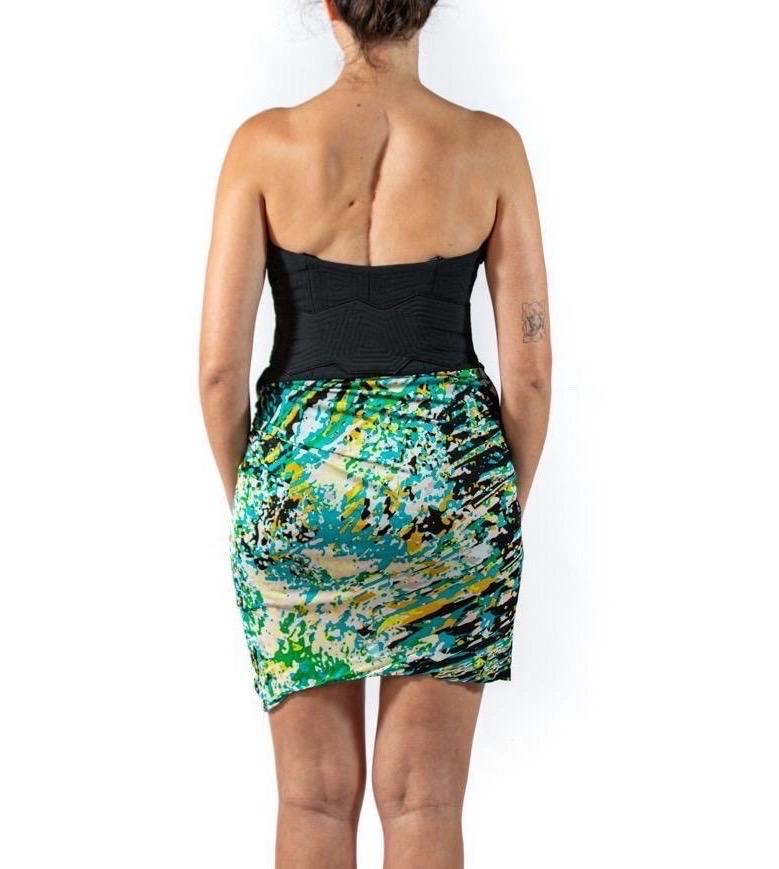 2000S Silk & Poly Strapless Cocktail Dress For Sale 2