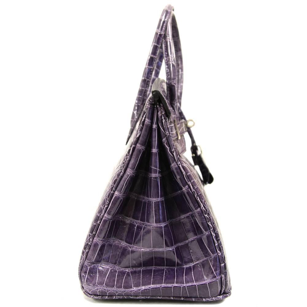 Black 2000s Sirni Purple Crocodile Leather Bag