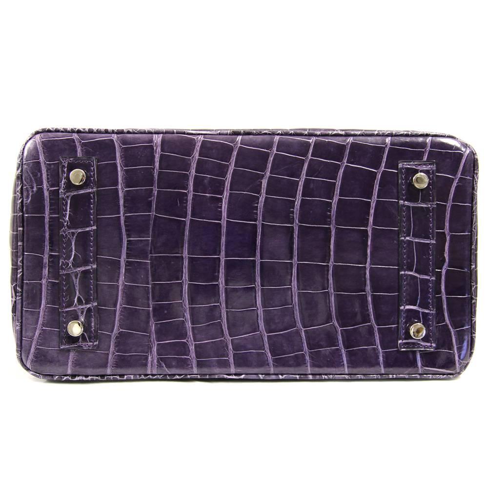 2000s Sirni Purple Crocodile Leather Bag In Good Condition In Lugo (RA), IT