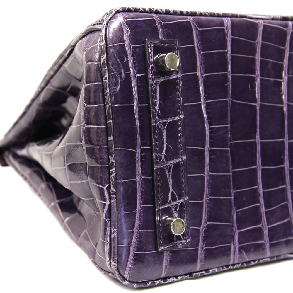 2000s Sirni Purple Crocodile Leather Bag 1
