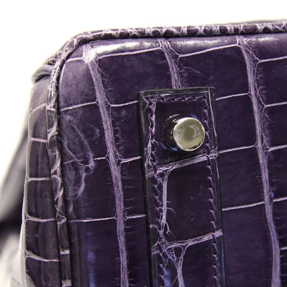 2000s Sirni Purple Crocodile Leather Bag 2