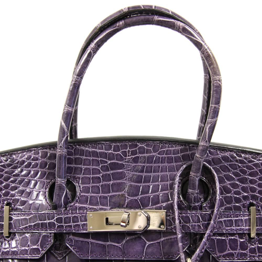 2000s Sirni Purple Crocodile Leather Bag 3