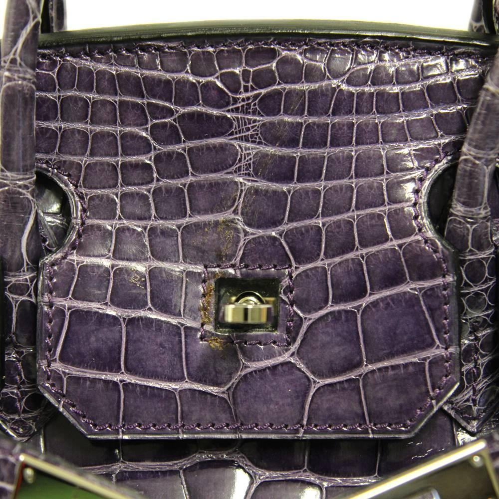 2000s Sirni Purple Crocodile Leather Bag 4