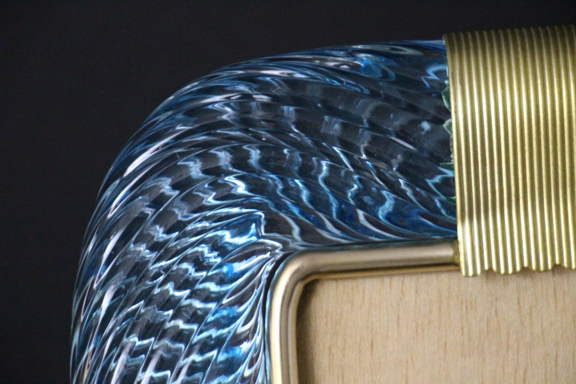 Marco de fotos de cristal de Murano trenzado y latón azul celeste del año 2000 de Barovier e Toso Siglo XXI y contemporáneo en venta