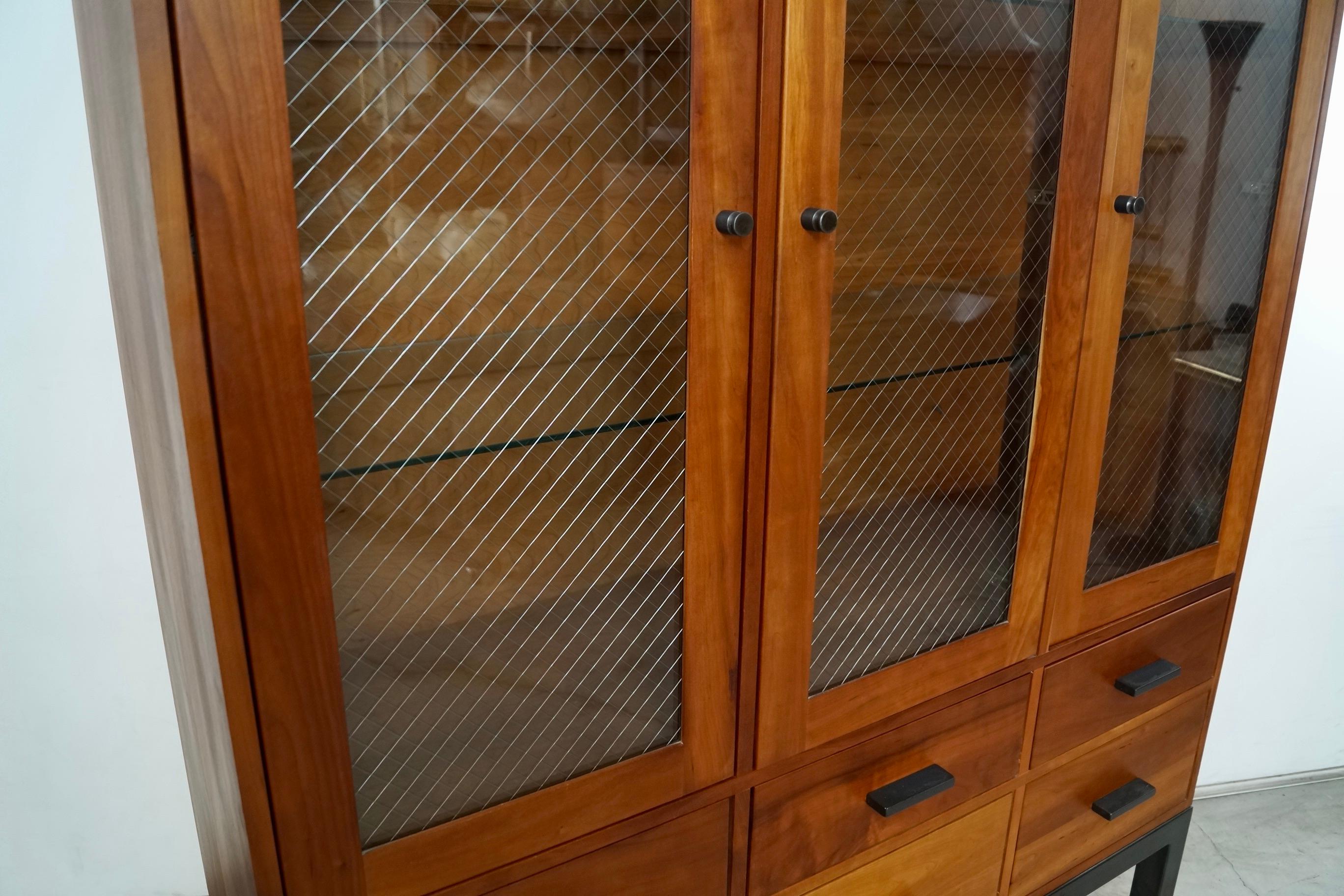 2000's Solid Cherry Room & Board China Cabinet Display Cabinet Vitrine For Sale 5