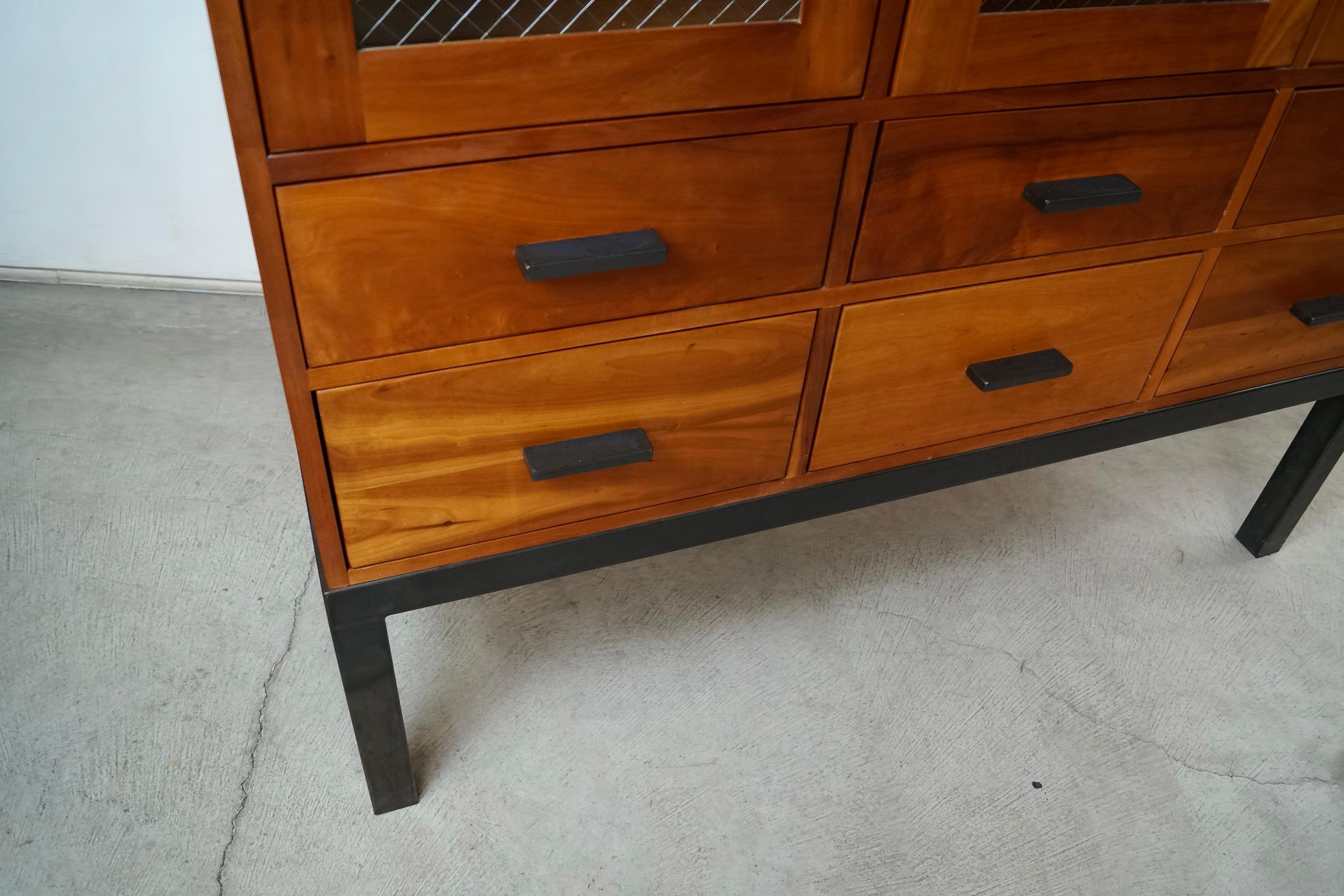 2000's Solid Cherry Room & Board China Cabinet Display Cabinet Vitrine For Sale 6
