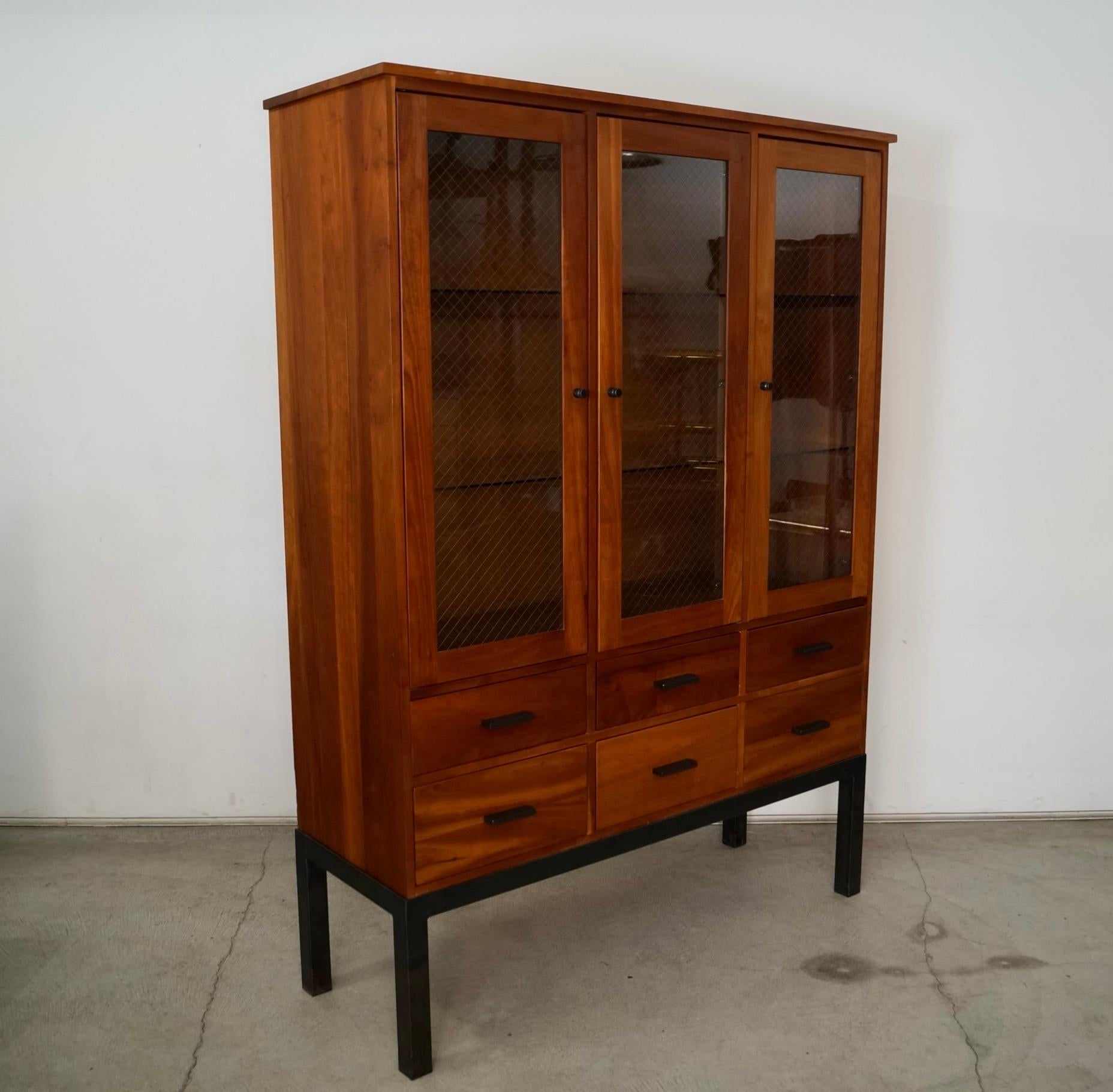Contemporary 2000's Solid Cherry Room & Board China Cabinet Display Cabinet Vitrine For Sale